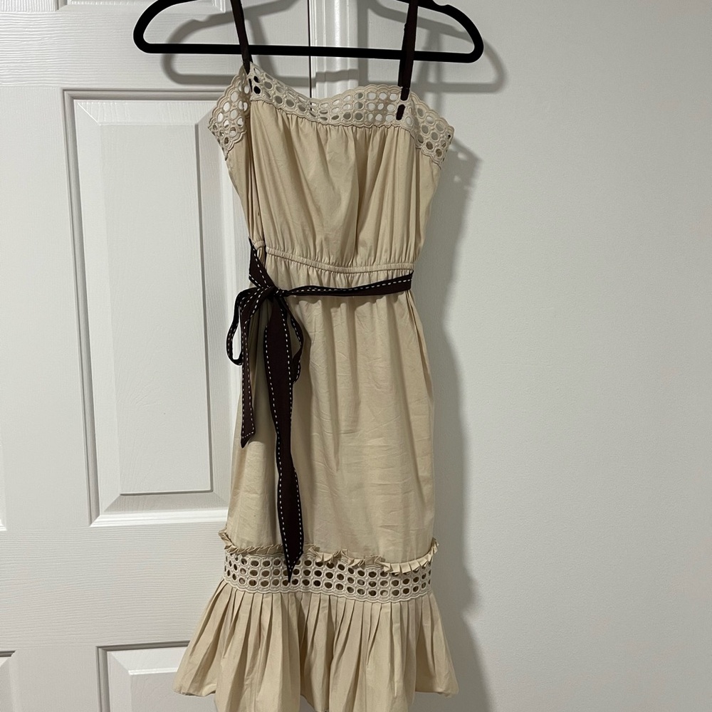 BCBGMaxAzria Cream and Brown Dress